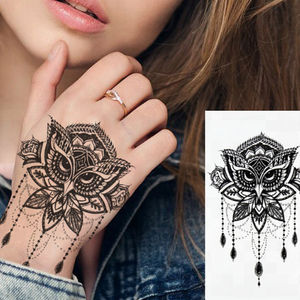 Sexy Lace Owl Hot Black White Large Flower temporary tattoo sticker body sticker tattoos