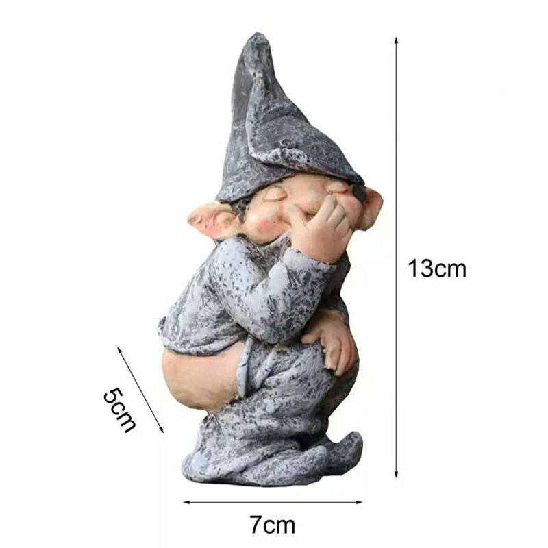 popular DIY resin crafts outdoor garden fairy rude shit gnome Miniature Dwarf Figurines