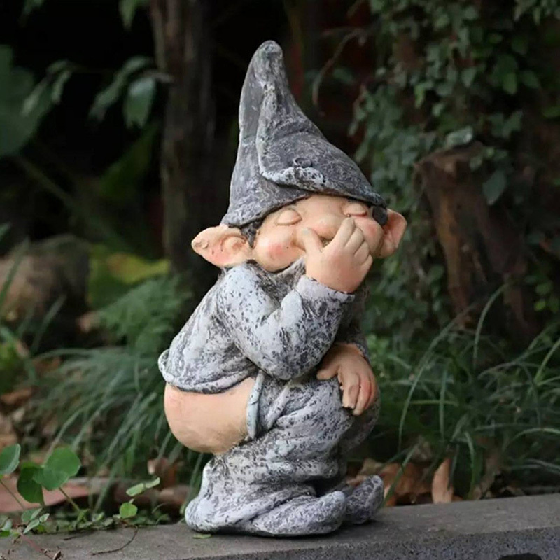 popular DIY resin crafts outdoor garden fairy rude shit gnome Miniature Dwarf Figurines