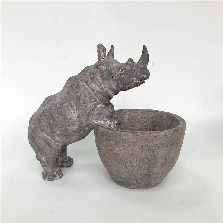 Flower Pot Planter Garden Outdoor Crafts Plant Pot Wholesale Resin Elephant Rhinoceros Hippo Animal Home Decoration Contemporary