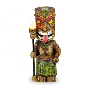 popular  garden American Hawaii style TIKI resin crafts outdoor decor Mayan totem figurine with solar