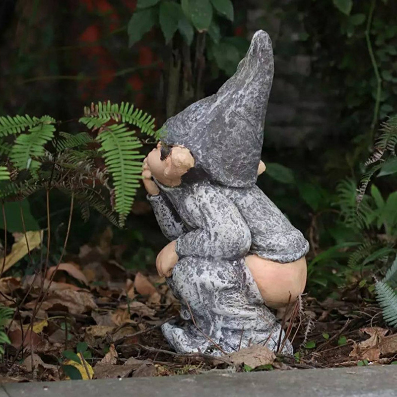 popular DIY resin crafts outdoor garden fairy rude shit gnome Miniature Dwarf Figurines