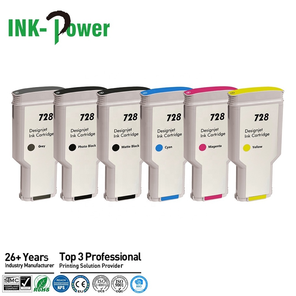 INK-POWER 728 Compatible Tinteiro Color Inkjet Tinta Cartucho Reman Ink Cartridge for HP HP728 DesignJet T730 T830 Printer