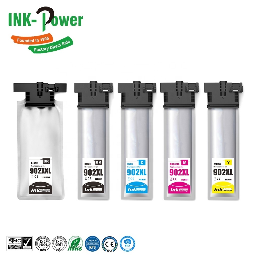 INK-POWER 902 XL 902XL T902 T902XL Premium Compatible Color Inkjet Ink Bag Cartridge for Epson WF-C5210 WF-C5290 Printer