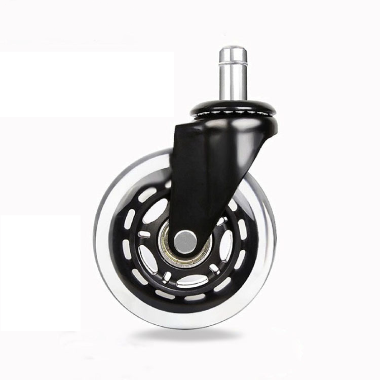 ZHUOMIAO Factory Furniture Chair Castor Wheel Swivel 3 inch PU Roller Office Chair Caster Wheel replacement