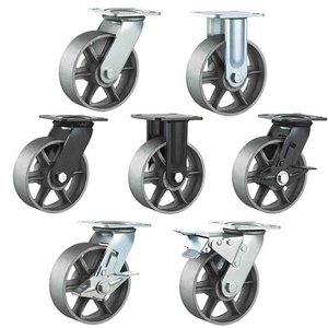 All iron casters wheels 4 5 6 8 inch oven castor cast iron caster wheel heavy duty cast iron caster