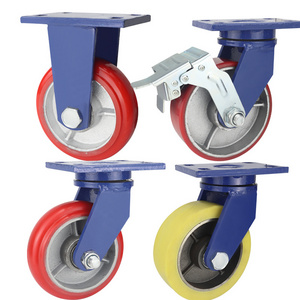 casters manufacturers 2 tons load capacity Extra heavy duty locking PU Nylon iron casters wheel for container