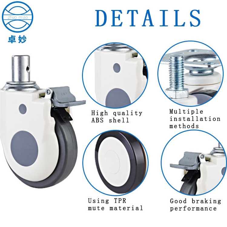 china wheel 3 4 5 inch medical equipment casters medical caster with hospital wheels medical bed caster hospital bed wheel