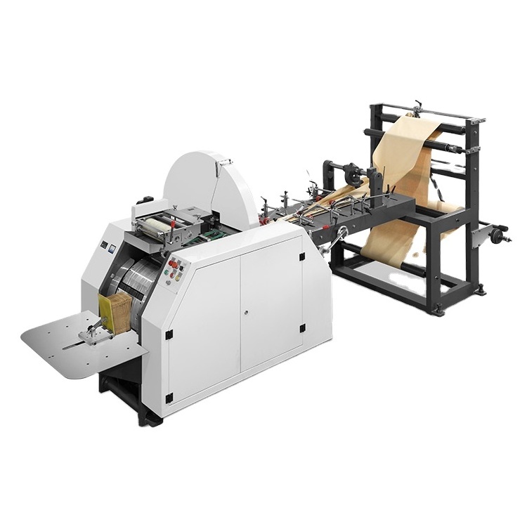 Fully Automatic Square V Bottom Kraft Khaki  Paper Pouches Shopping Bag Manufacturing Making Machine With Printing Price