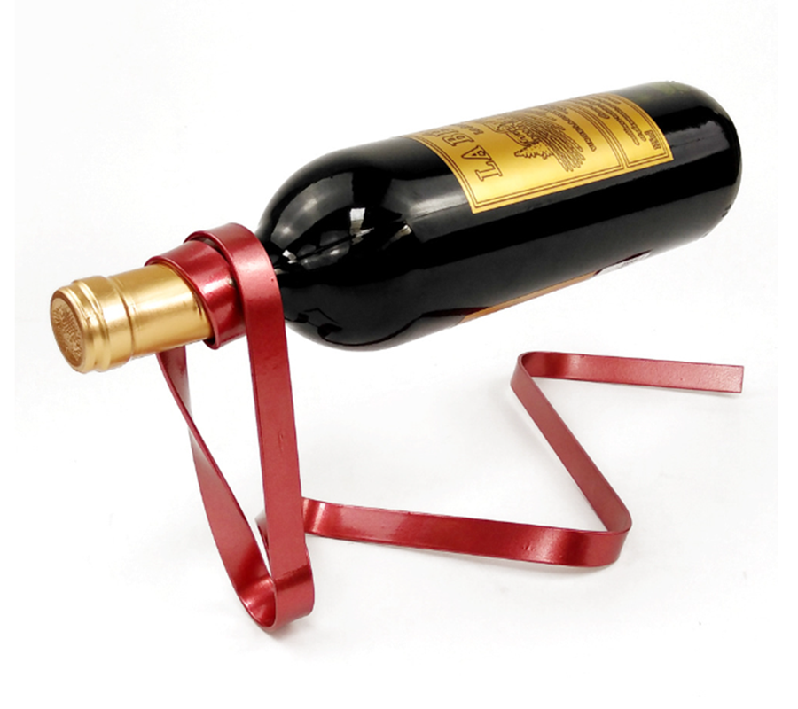 Floating Stand, Ribbon Wine Bottle Holder, Decorative Single Bottle Serving Display Rack