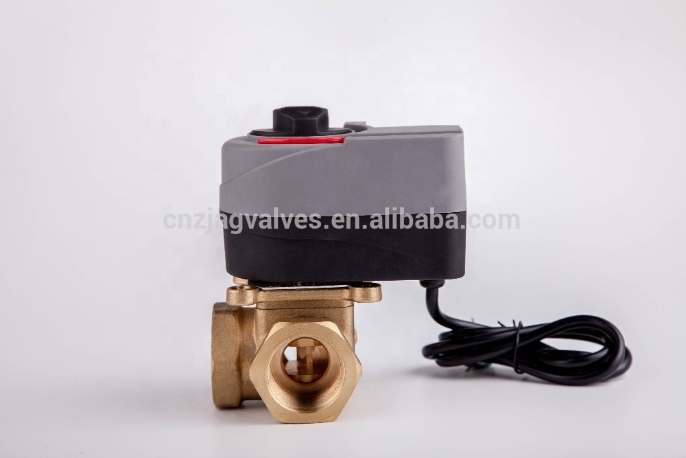 Rotary Actuator 3 way Brass Motorized Thermostatic Water Mixing Diverting Valve