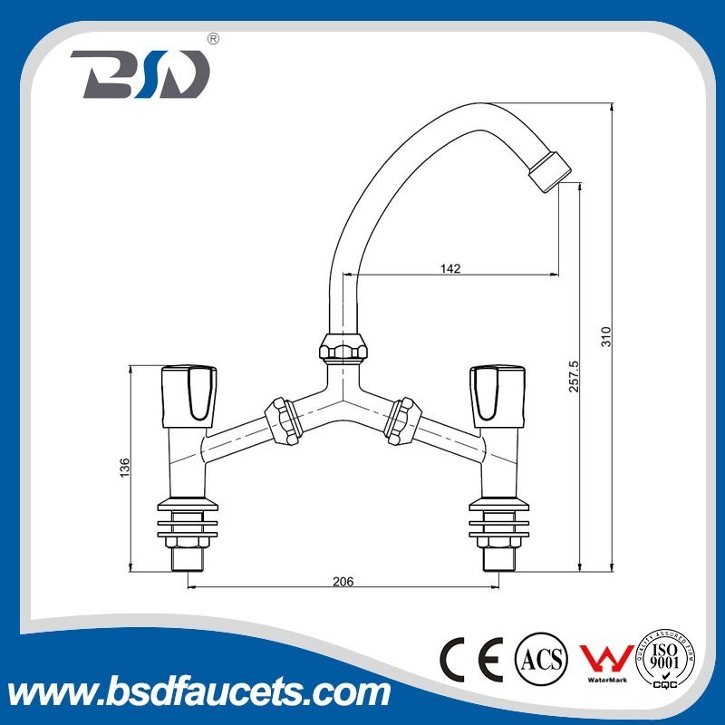 Kitchen Vessel Faucet Parts Hot And Cold Water Function Tap Deck Mounted Kitchen Taps Mixer