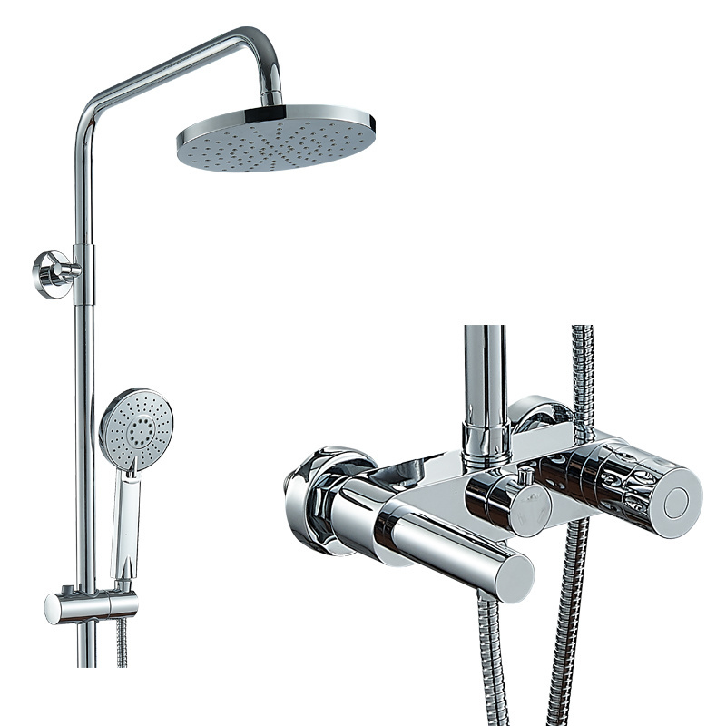 Ceramic Handle Brass Spout Bath Faucet S.S Rain Shower 35mm Cartridge Chrome Plated Exposed Shower Set