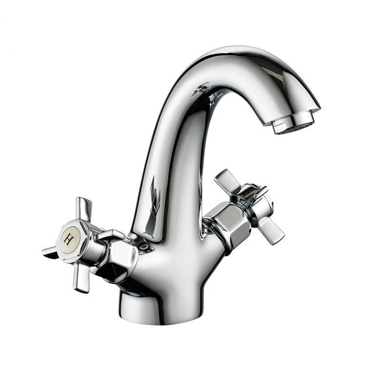 Traditional Chrome Taps Vintage Kitchen Sink Faucet with 2 Idnividual Handle Water Tap