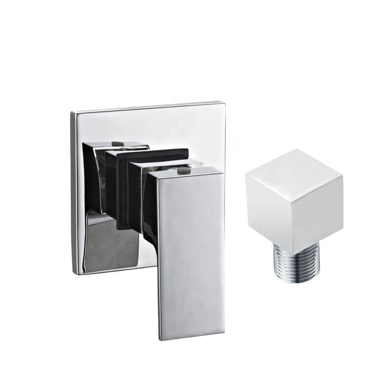 Brass Square Chrome One-Way Shower Faucet Mixer Single Function Shower Kit with Built-in Valve