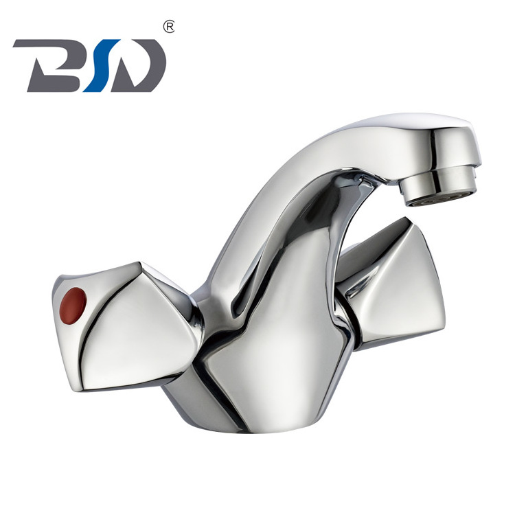 Two Holes Deck Mounted Chrome Plated Bridge Sink Mixer Lavatory Two Handles Kitchen Faucet