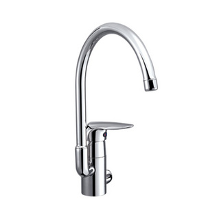 High Quality High Neck Hot Cold Deck Mounted Brass Single Hole Polish Chrome Kitchen Faucet