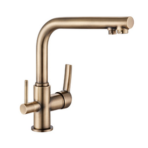 Dual Handle Copper Pipe 3 Way Drinking Water Kitchen Faucet With Filter