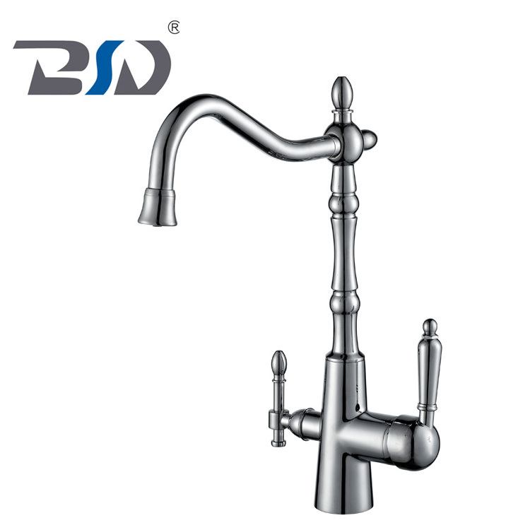 Dual Handle Copper Pipe 3 Way Drinking Water Kitchen Faucet With Filter