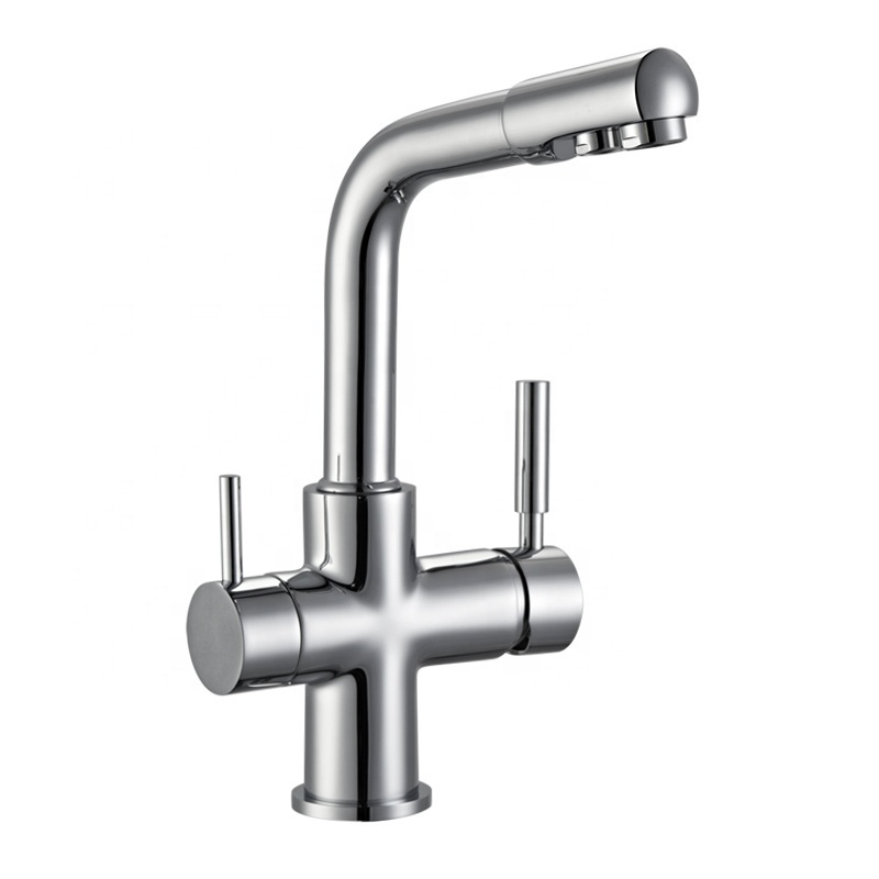 Watermark Approval Casting Lead Free Brass Two Spouts Two Handles 3 Ways Drinking Water filter Water Faucets