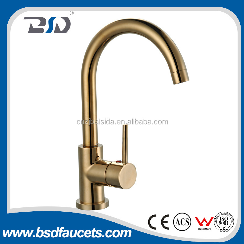 Yuhuan faucet manufacture single handle chrome plated brass watermark kitchen faucet sink water mixer tap high gooseneck