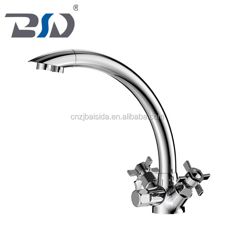 Deck mounted double lever multifunction China OEM 3 way sink faucet drinking filtered water faucet kitchen mixer