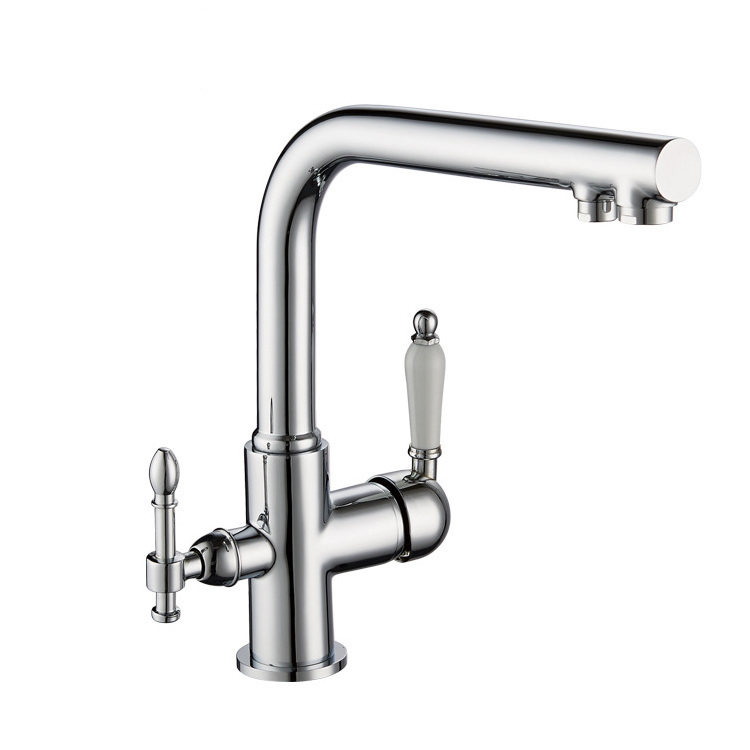 Double Spouts Dual Handle 3 Way Touch Kitchen Faucet For Purified Water