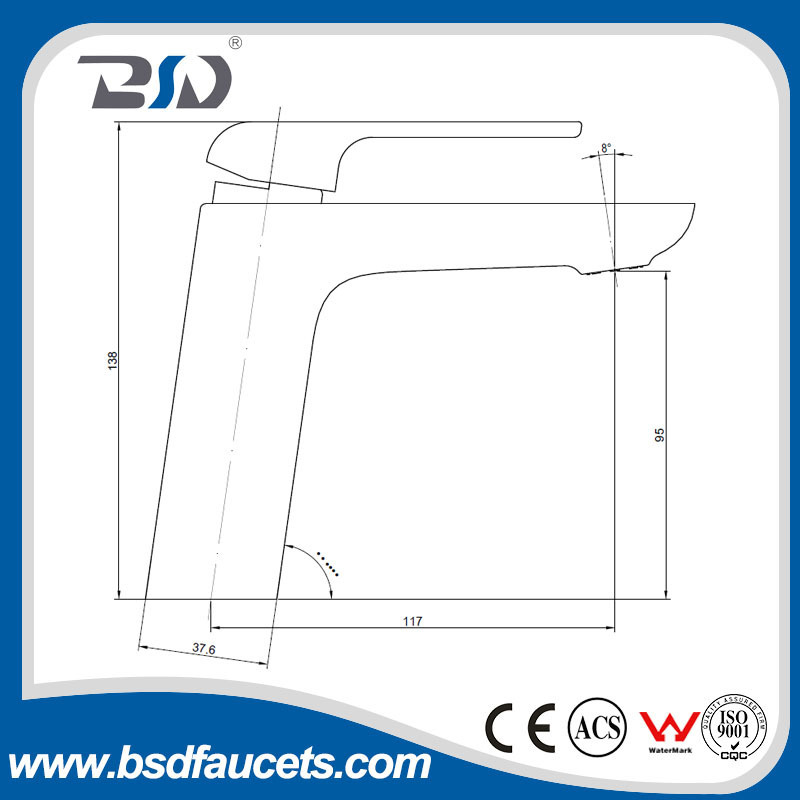 Watermark Approval Smart Design 25MM Ceramic cartridge DR Brass Hot Cold Water Single Handle Square Basin Washbasin Tapware