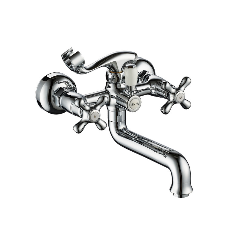 Russian Market Chinese Factory Double Handle Bathtub Shower Faucet With Brass Casting 150cm Spout