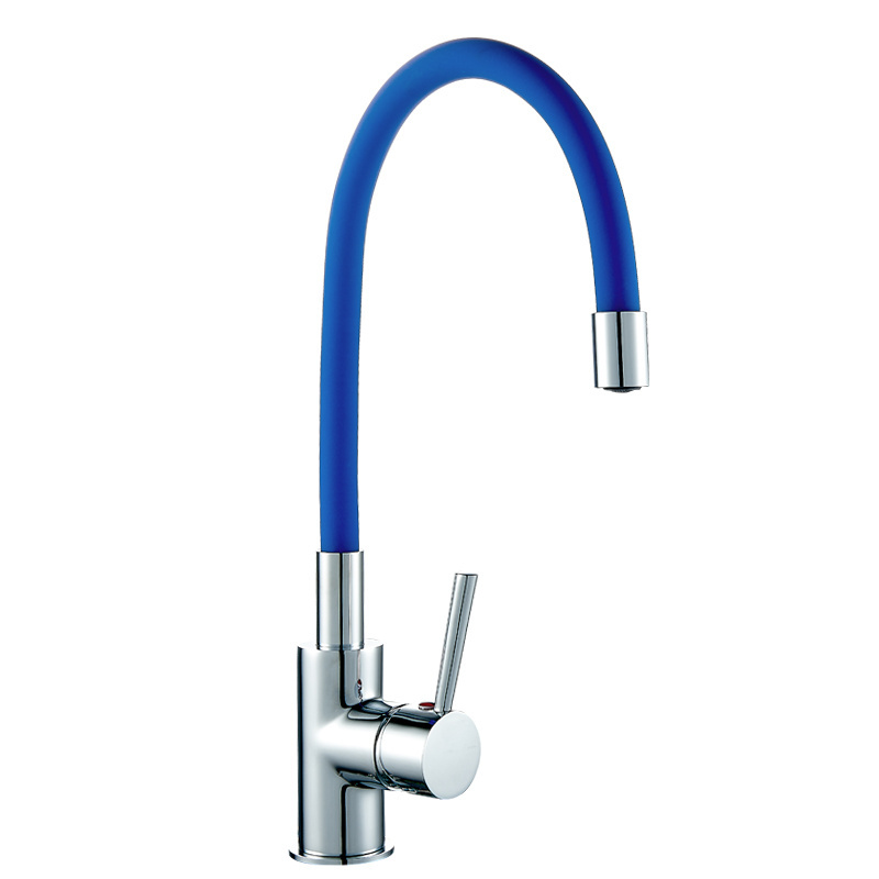 Single Lever Deck Mounted Swiving Silicon Spout Goose Neck Kitchen Faucet