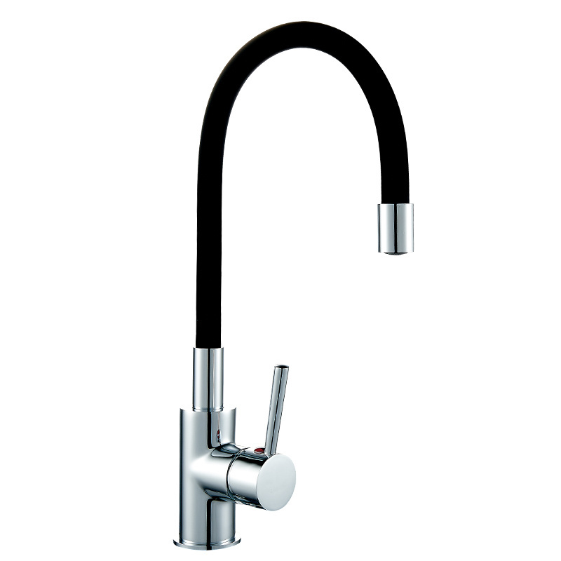 Single Lever Deck Mounted Swiving Silicon Spout Goose Neck Kitchen Faucet