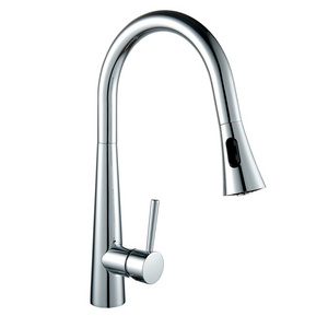 Single Lever Brass Body Zinc Handle Pull Down Kitchen Faucet With Plastic Sprayer Nylon Hose