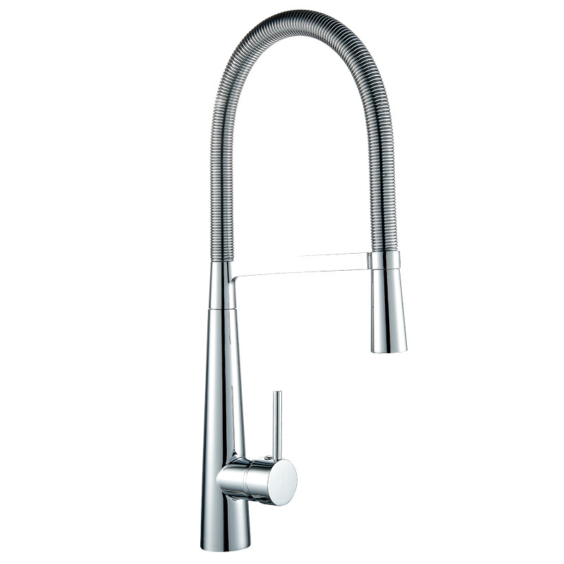 304 Stainless Steel Kitchen Faucet With Pull Down Out Plastic Sprayer