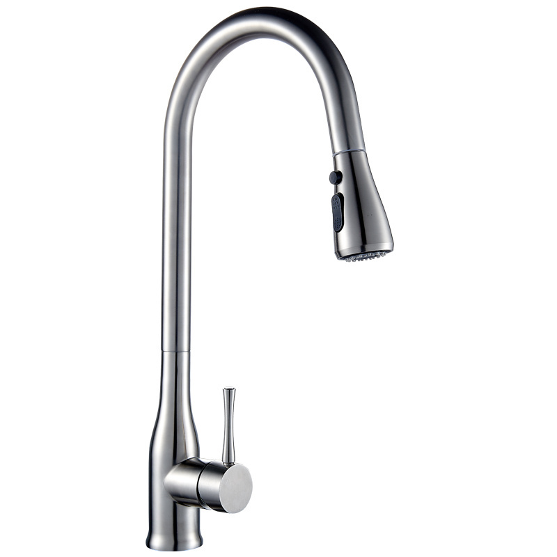 Europe Style SUS 304 Pull Out Kitchen Faucets Stainless Steel Hot Cold Water with Pull Down Sprayer