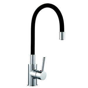 Single Handle Gooseneck Colorful Flexible Silicone Spout Brass Chrome Sink Kitchen Faucet