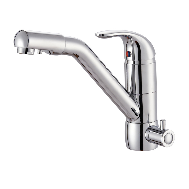 Brass Chrome 3 way kitchen faucet With Filtered Purified Water Filter Water Tap 3 Inlet Copper Pipe