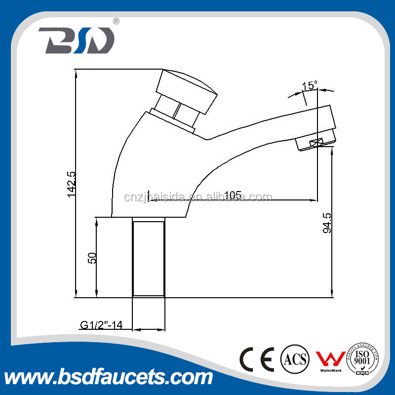 Water Saving Time Delay Brass Auto Stop Time Delay Cartridge Water Faucet Tap