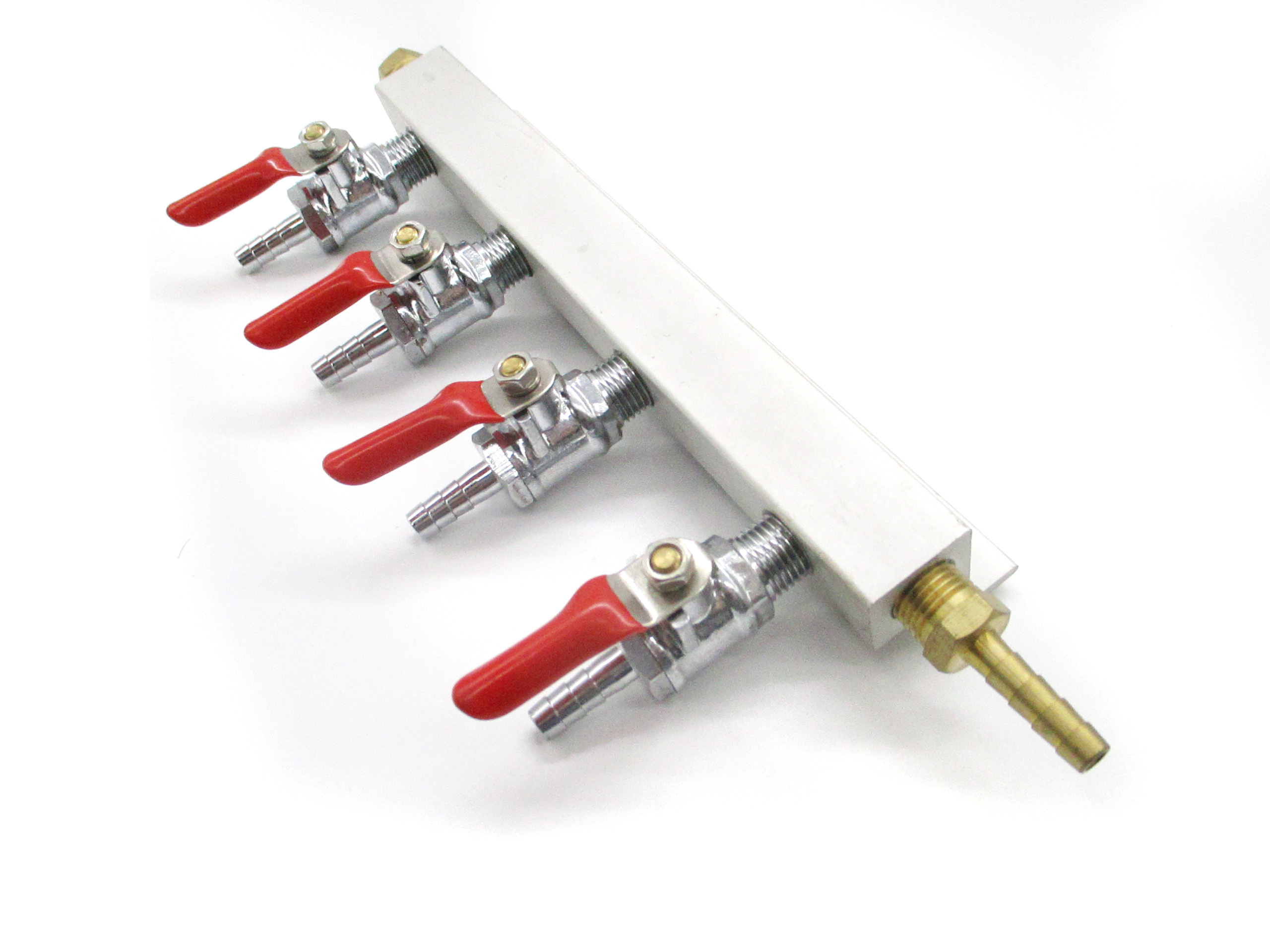 4-way gas manifold with integrated check valves