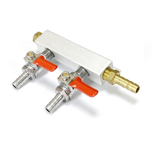 2 Way Compressed Air CO2 Gas Distributor Manifold Multi Gas Line Splitter 7mm Brass Barb Fittings