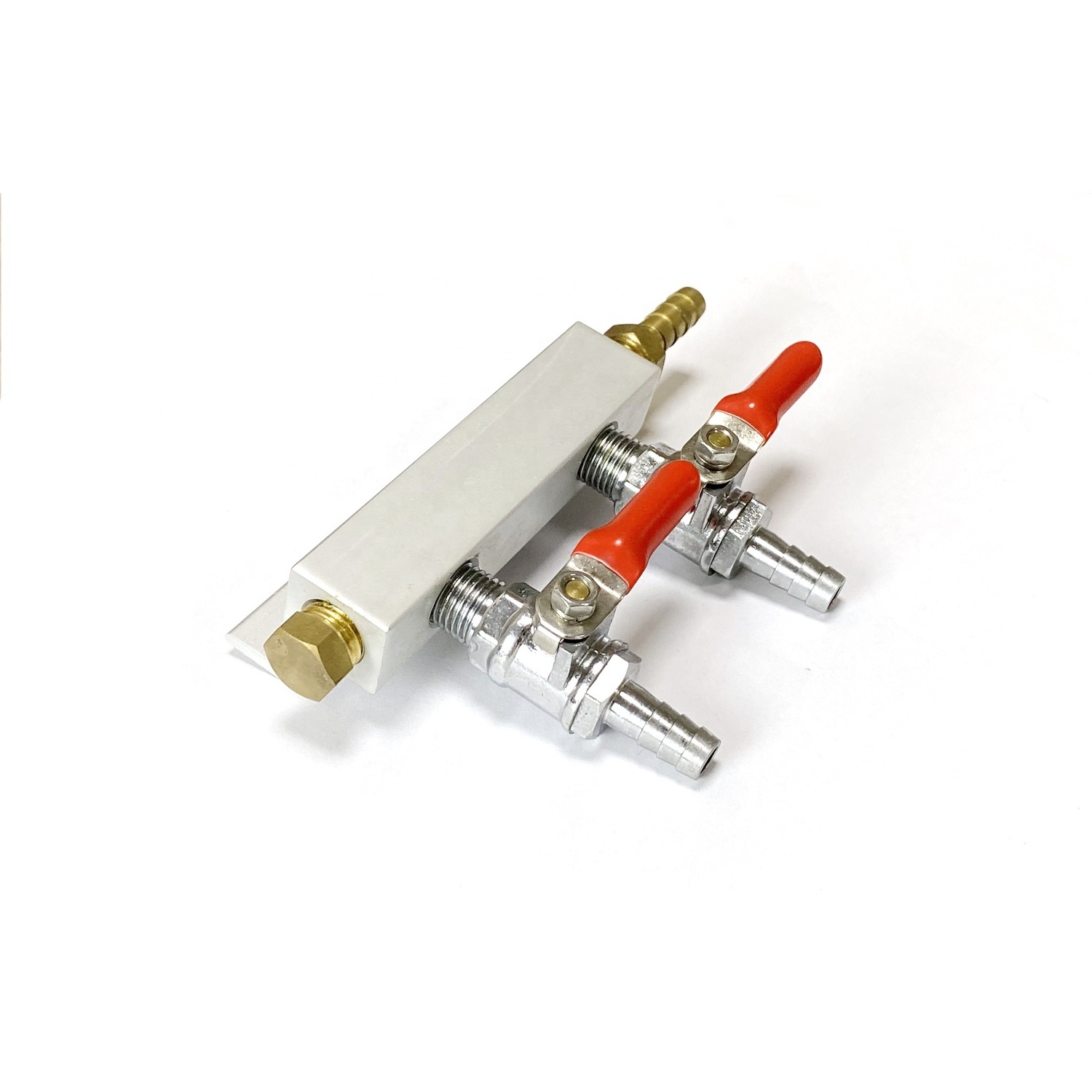 2 Way Compressed Air CO2 Gas Distributor Manifold Multi Gas Line Splitter 7mm Brass Barb Fittings