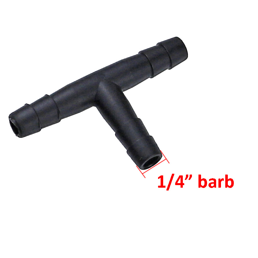 1/4 Inch Hose Barb Equal T Tee Type 3 Way Plastic Joint Splicer Union Fitting for Air Line Tube