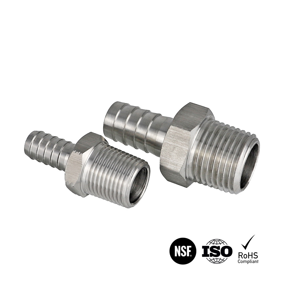 Wholesale High Quality Stainless Steel NPT Tube Union Thread Adapters 1/2 Barb to 1/2 NPT Connector Fitting