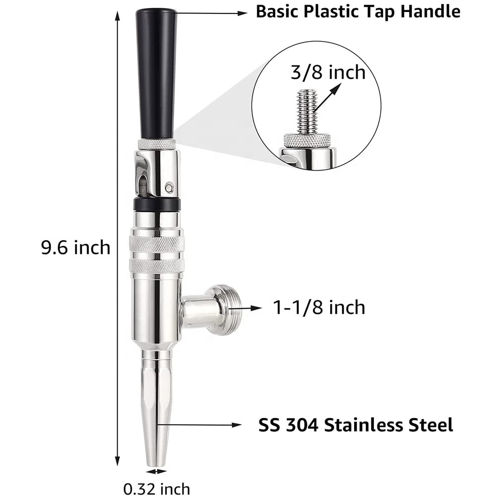 Chrome Plated Stainless Steel Beer Stout Tap Nitrogen Coffee Keg Tower Faucet Drink Dispenser