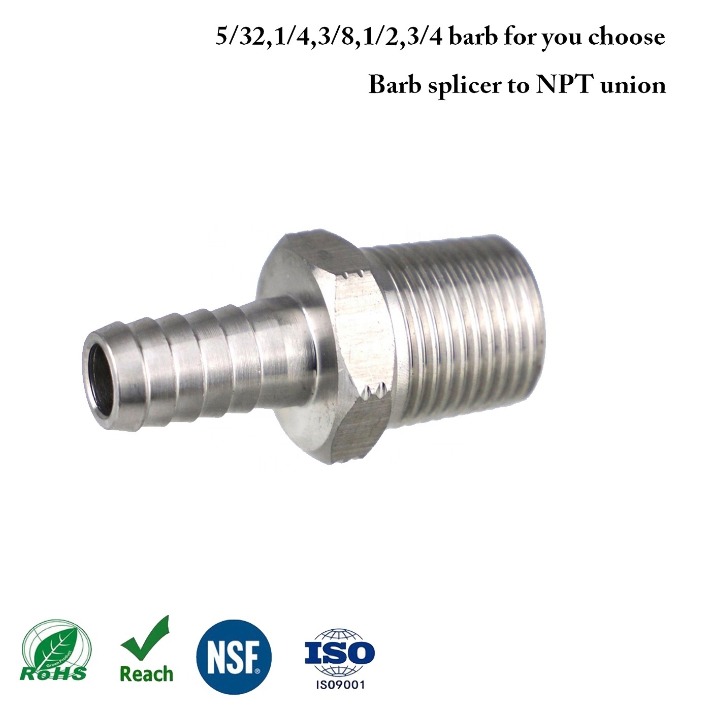 Beer Dispenser Cool Machine Parts Stainless Steel Male Hose Barb Fitting Quick Connector Adapter Thread Hexagonal Pipe