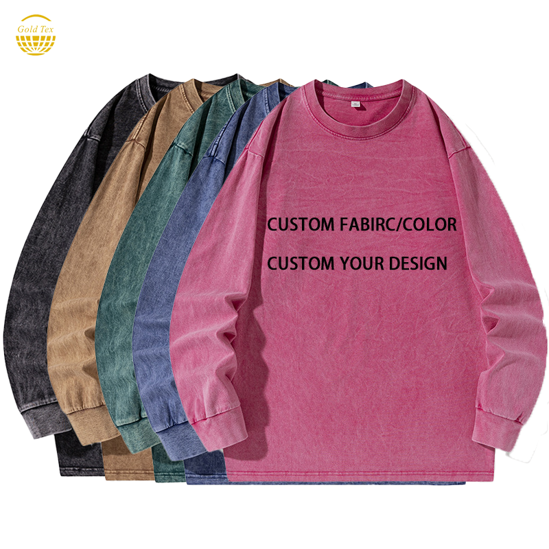 Custom Blank Plain 260Gsm Long Sleeve Oversized Corded Crew Neck Sweatshirt