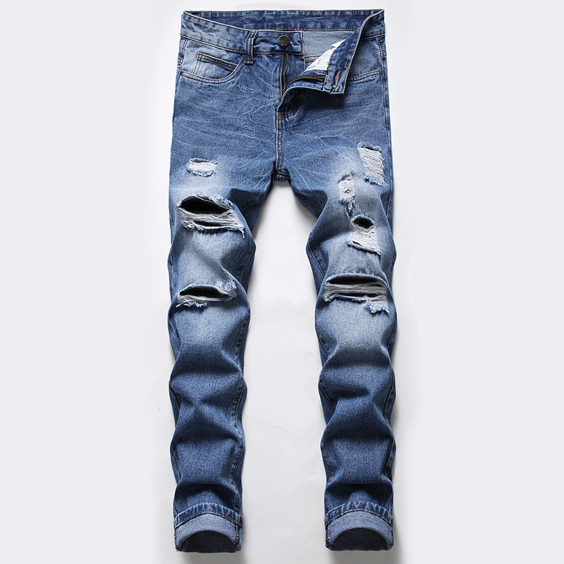 High Quality Custom Ripped Jeans Slim Fit Stacked Jeans for Mens Denim Men Pants Jeans