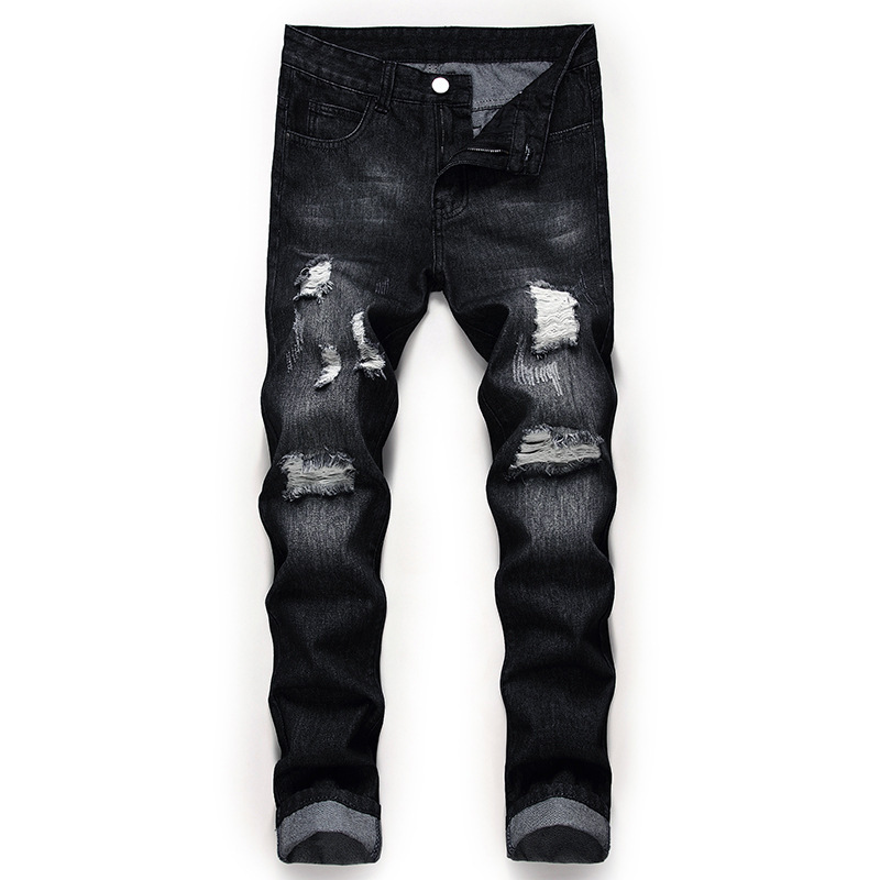 High Quality Custom Ripped Jeans Slim Fit Stacked Jeans for Mens Denim Men Pants Jeans