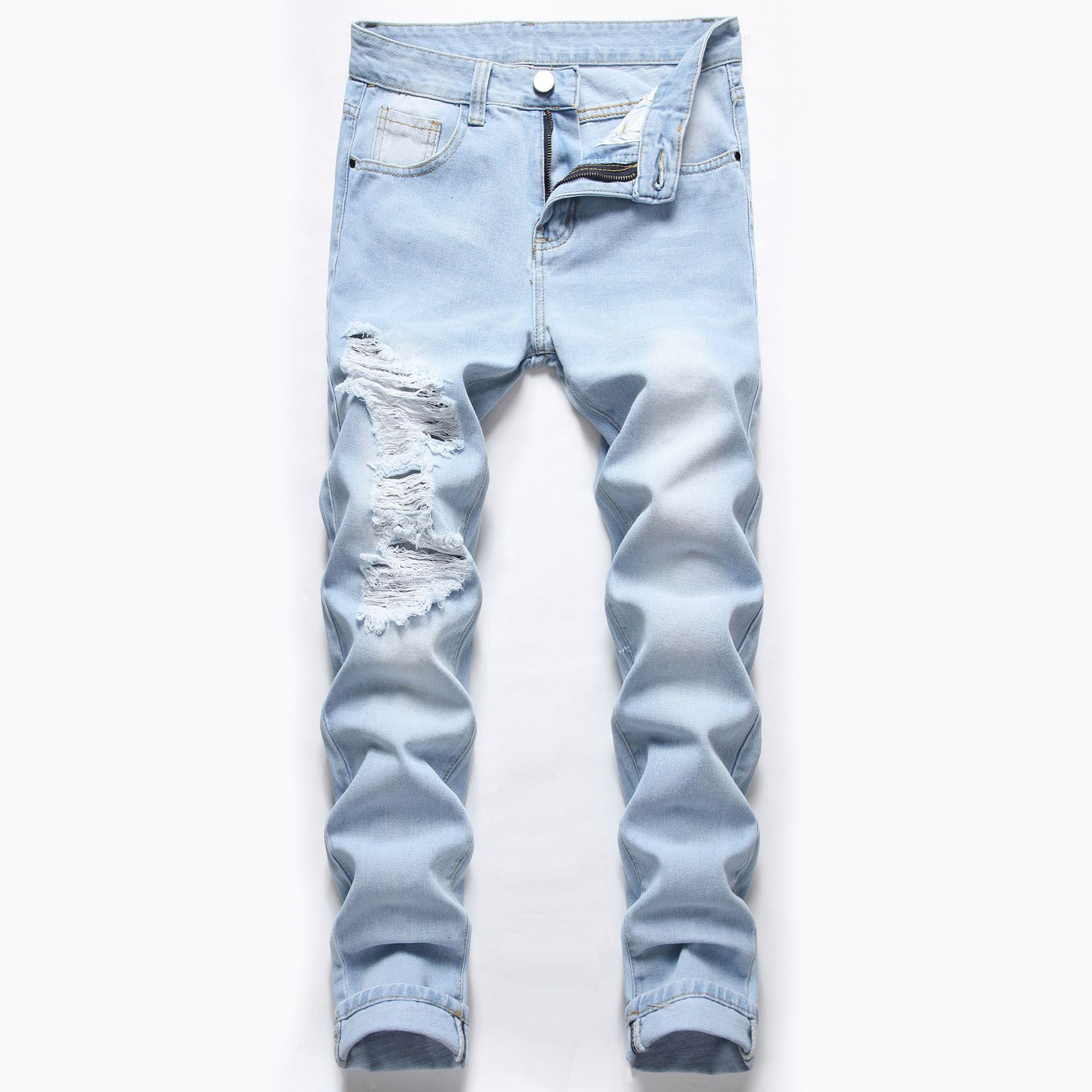 High Quality Custom Ripped Jeans Slim Fit Stacked Jeans for Mens Denim Men Pants Jeans