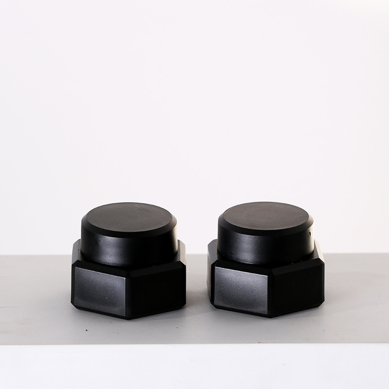 5g small cosmetic eyeliner container matte black hexagonal plastic build gel empty jars round lid