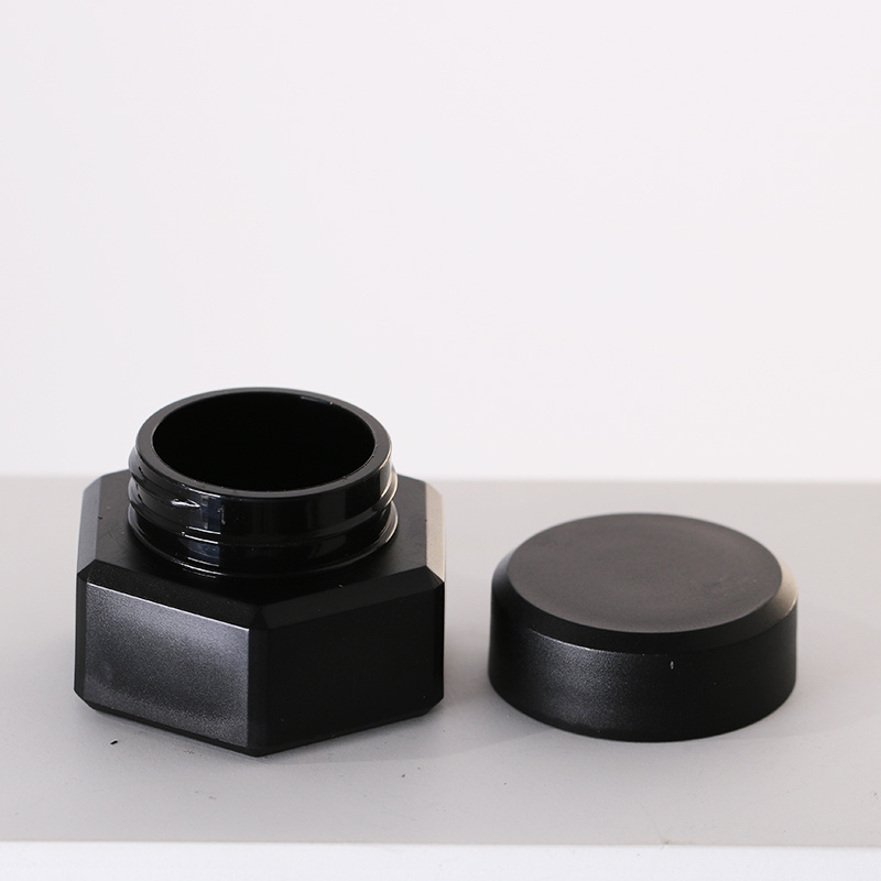 5g small cosmetic eyeliner container matte black hexagonal plastic build gel empty jars round lid